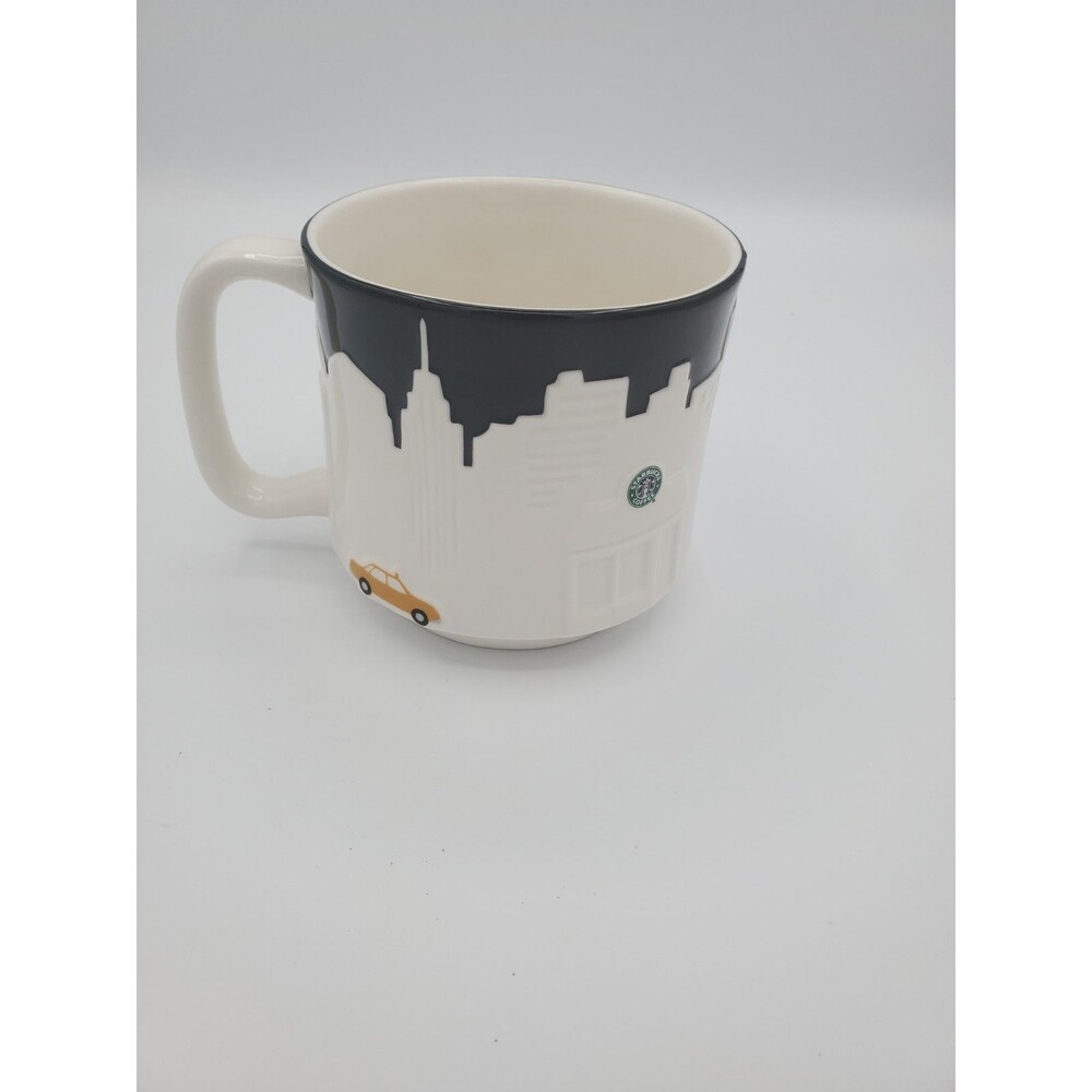 Starbucks Collector Series Relief Mug New York City 2010 Black White Yellow Cab